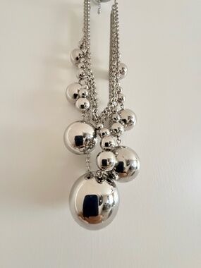 Silver tone Large Beaded Necklace